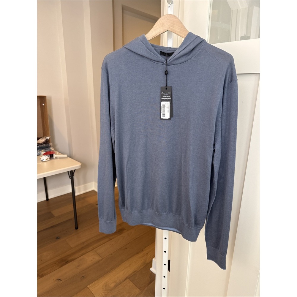Greyson Men's Merino Wool Hoodie Sweater Shadow Blue Size M NWT Luxury Golf